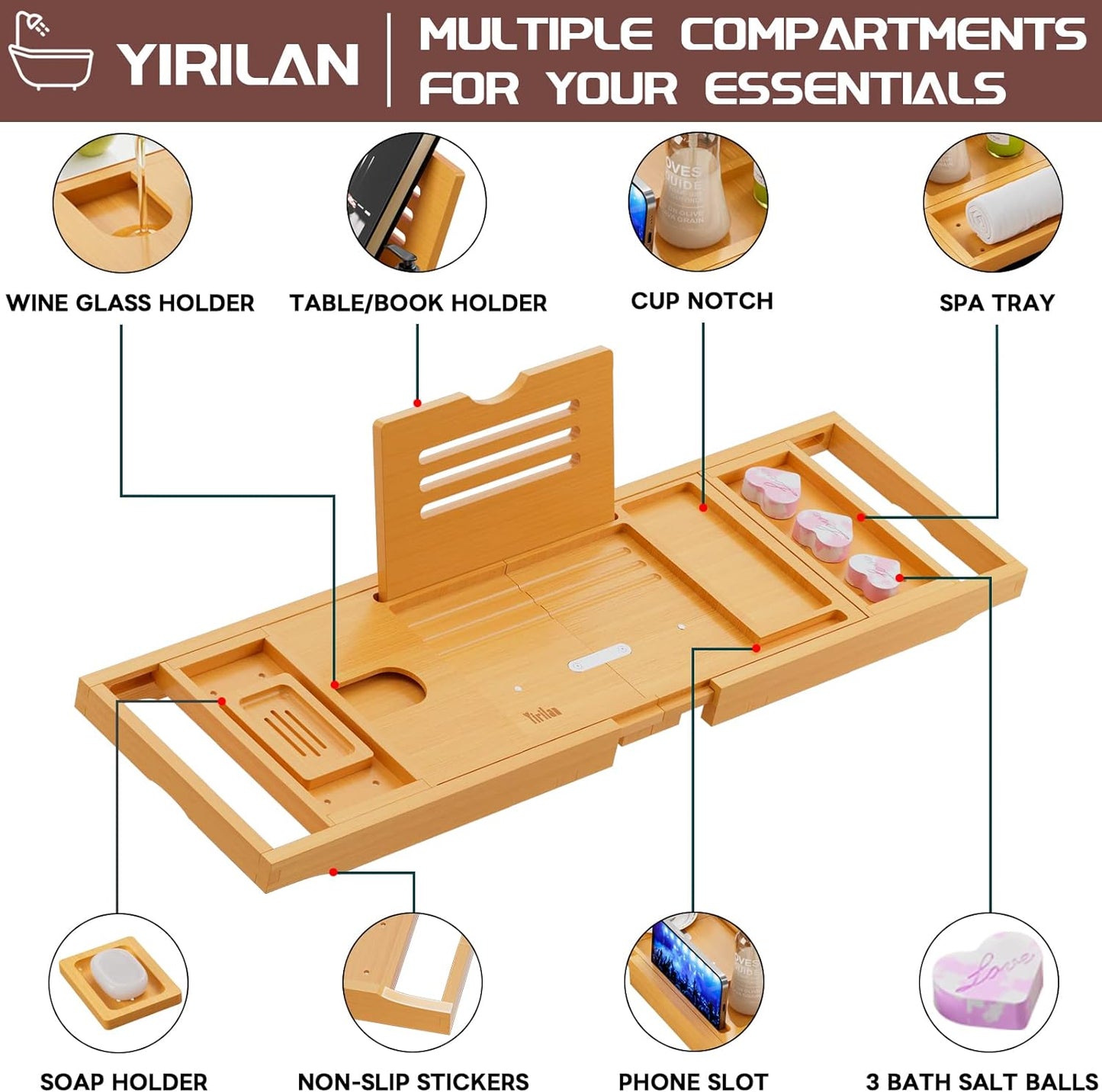 Expandable Bathtub Tray Caddy