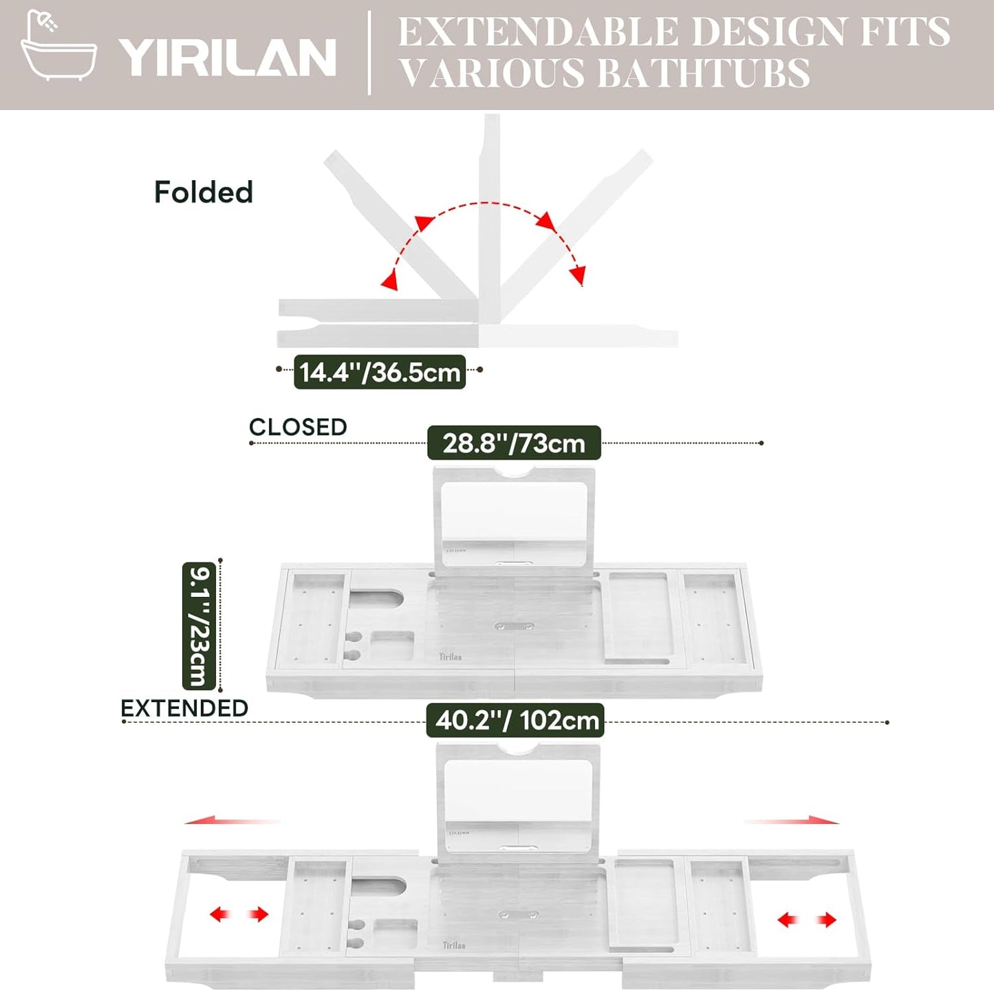 Expandable Bathtub Tray Caddy