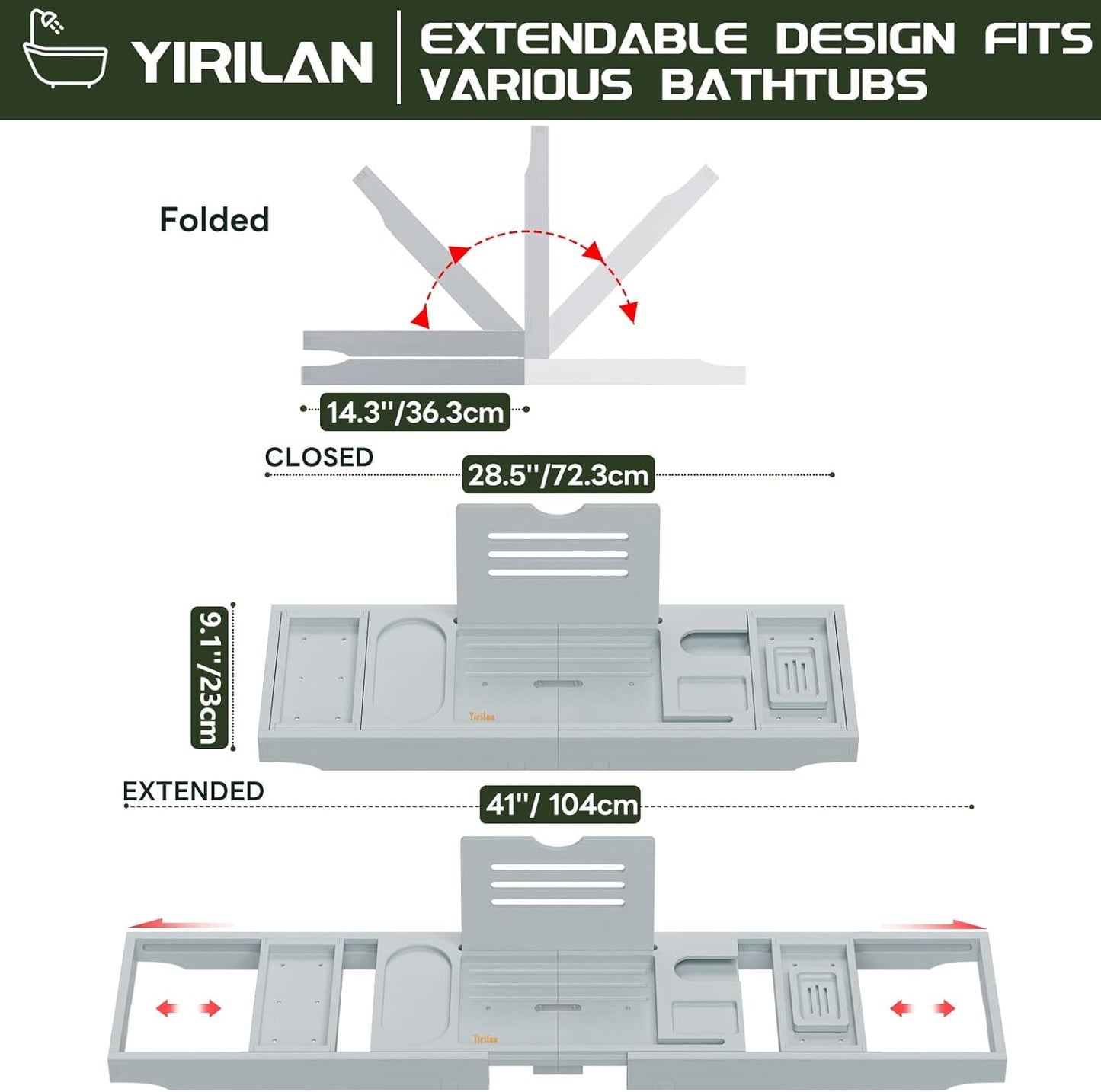 Expandable Bathtub Tray Caddy