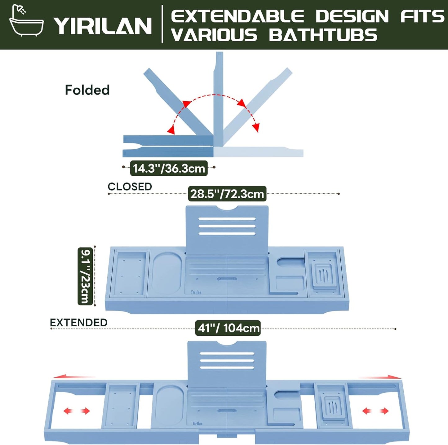 Expandable Bathtub Tray Caddy