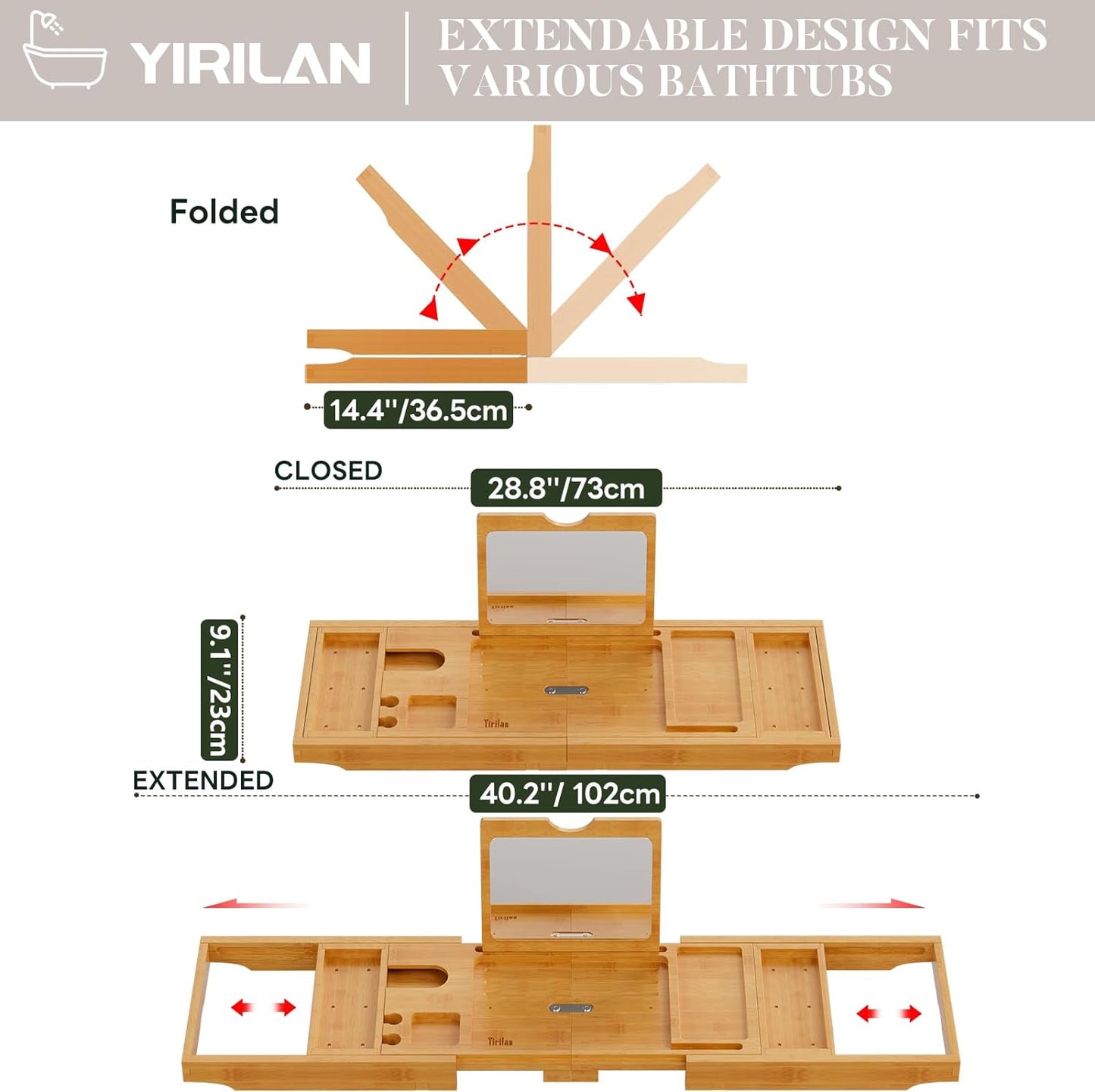 Expandable Bathtub Tray Caddy