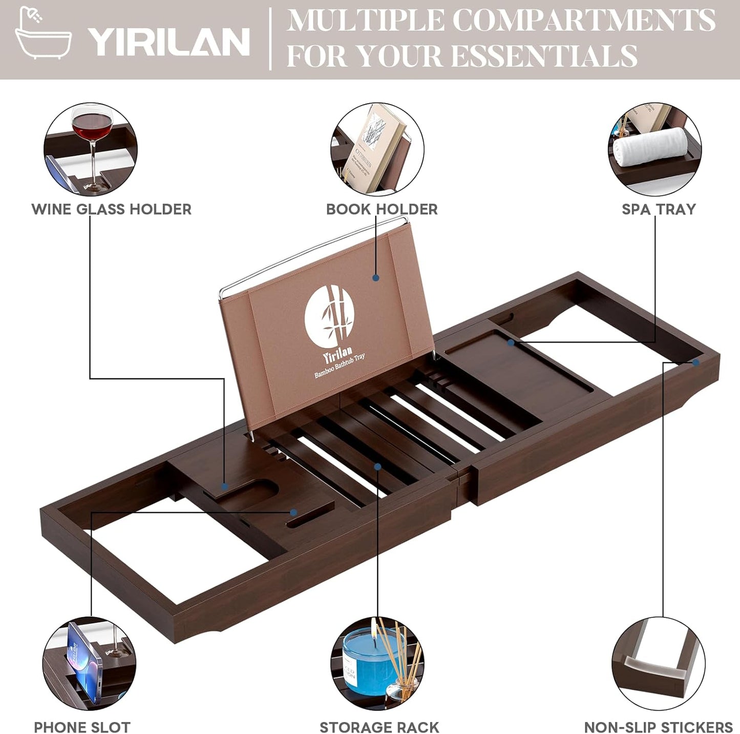 Expandable Bathtub Tray Caddy