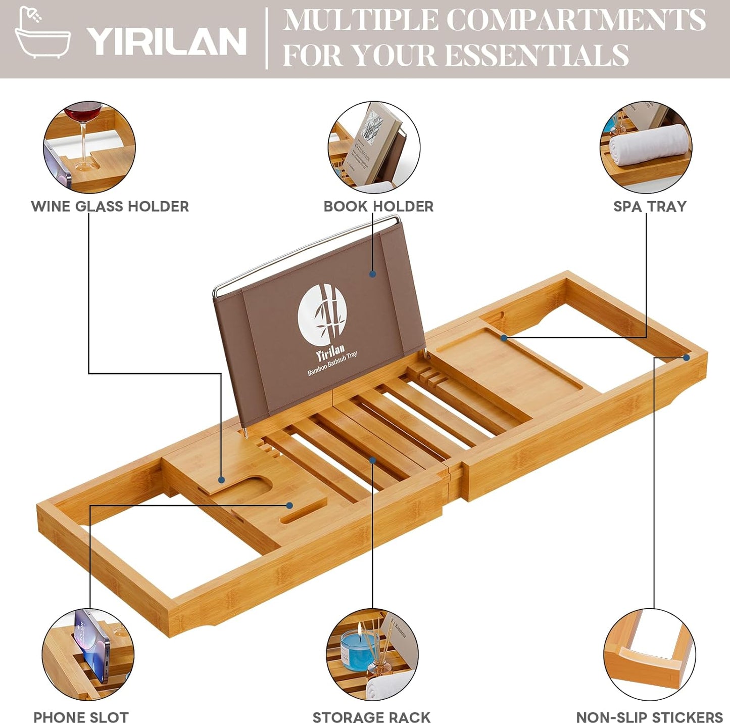 Expandable Bathtub Tray Caddy