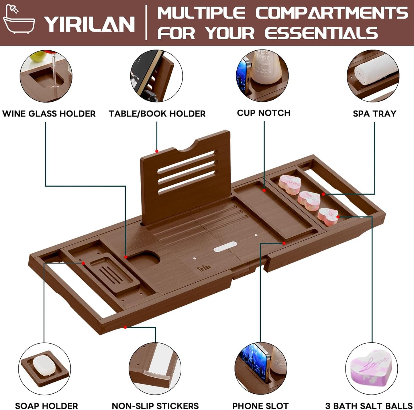 Expandable Bathtub Tray Caddy