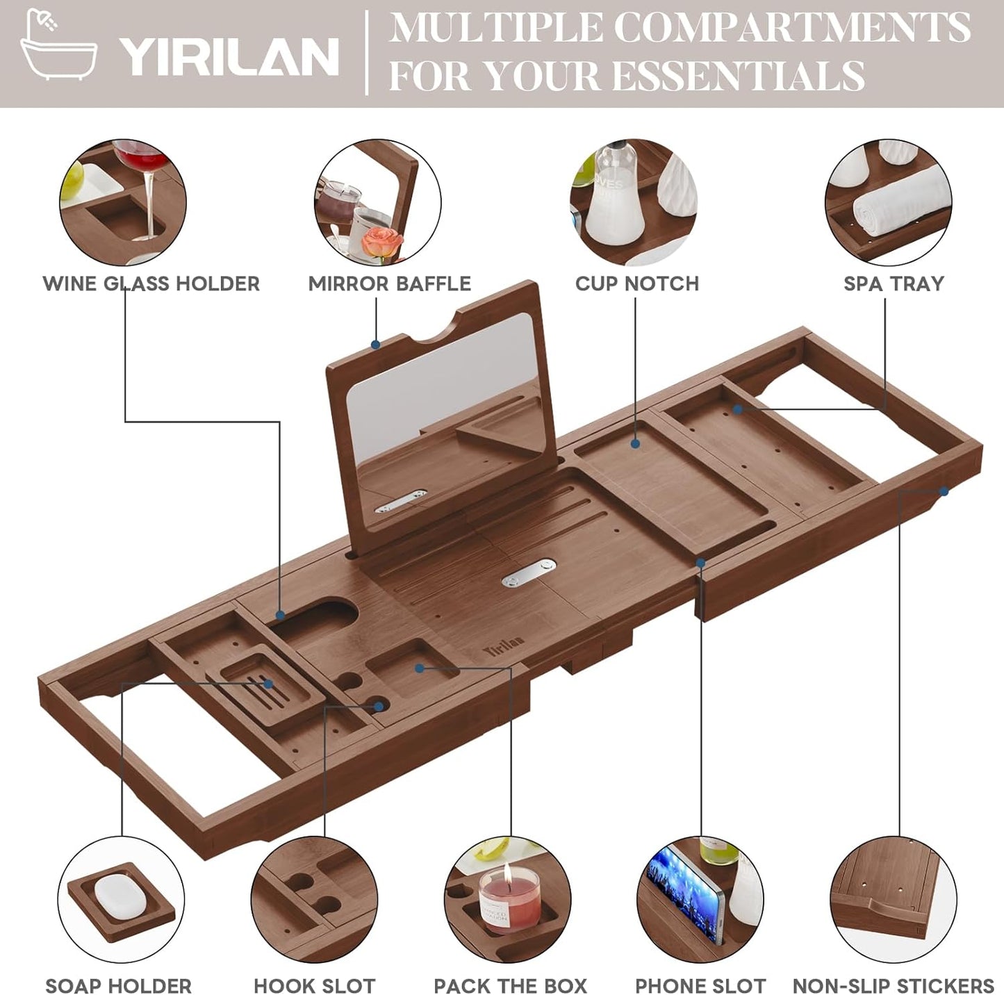 Expandable Bathtub Tray Caddy