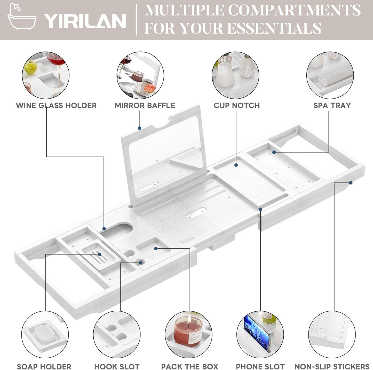 Expandable Bathtub Tray Caddy