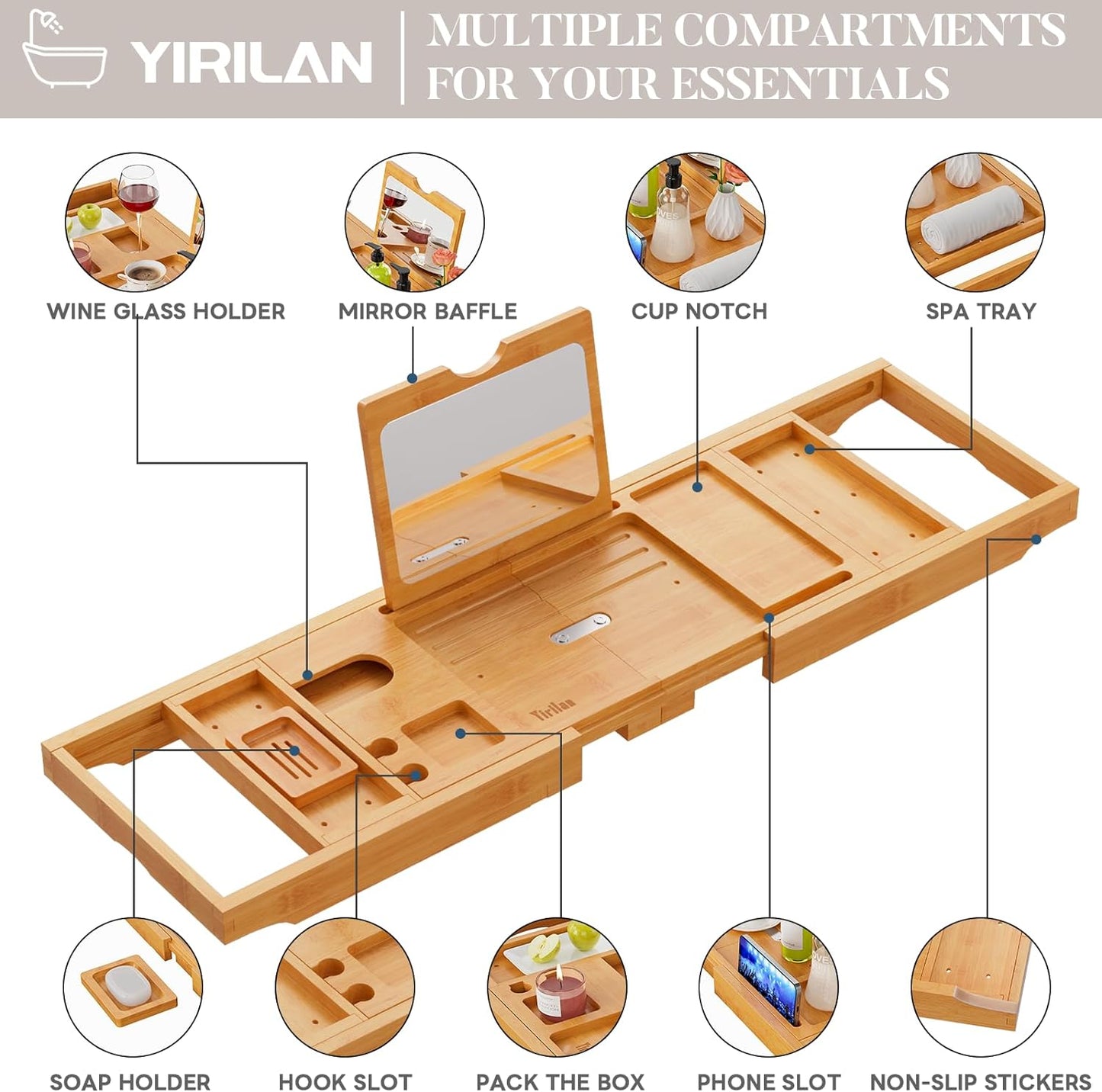 Expandable Bathtub Tray Caddy