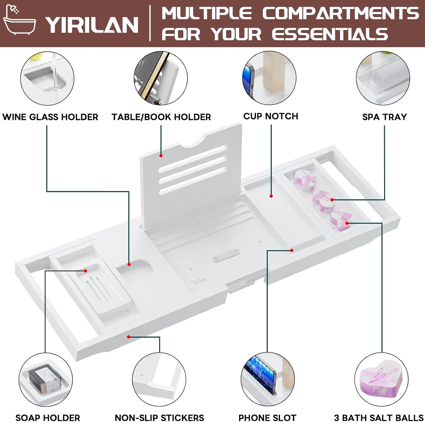 Expandable Bathtub Tray Caddy