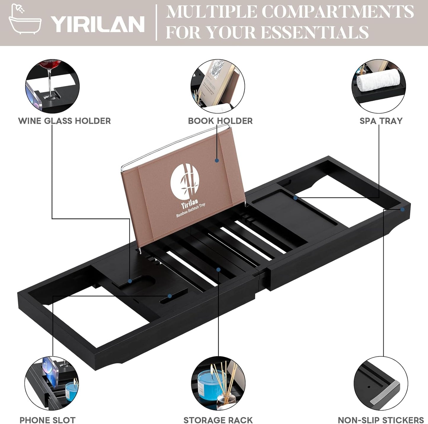 Expandable Bathtub Tray Caddy