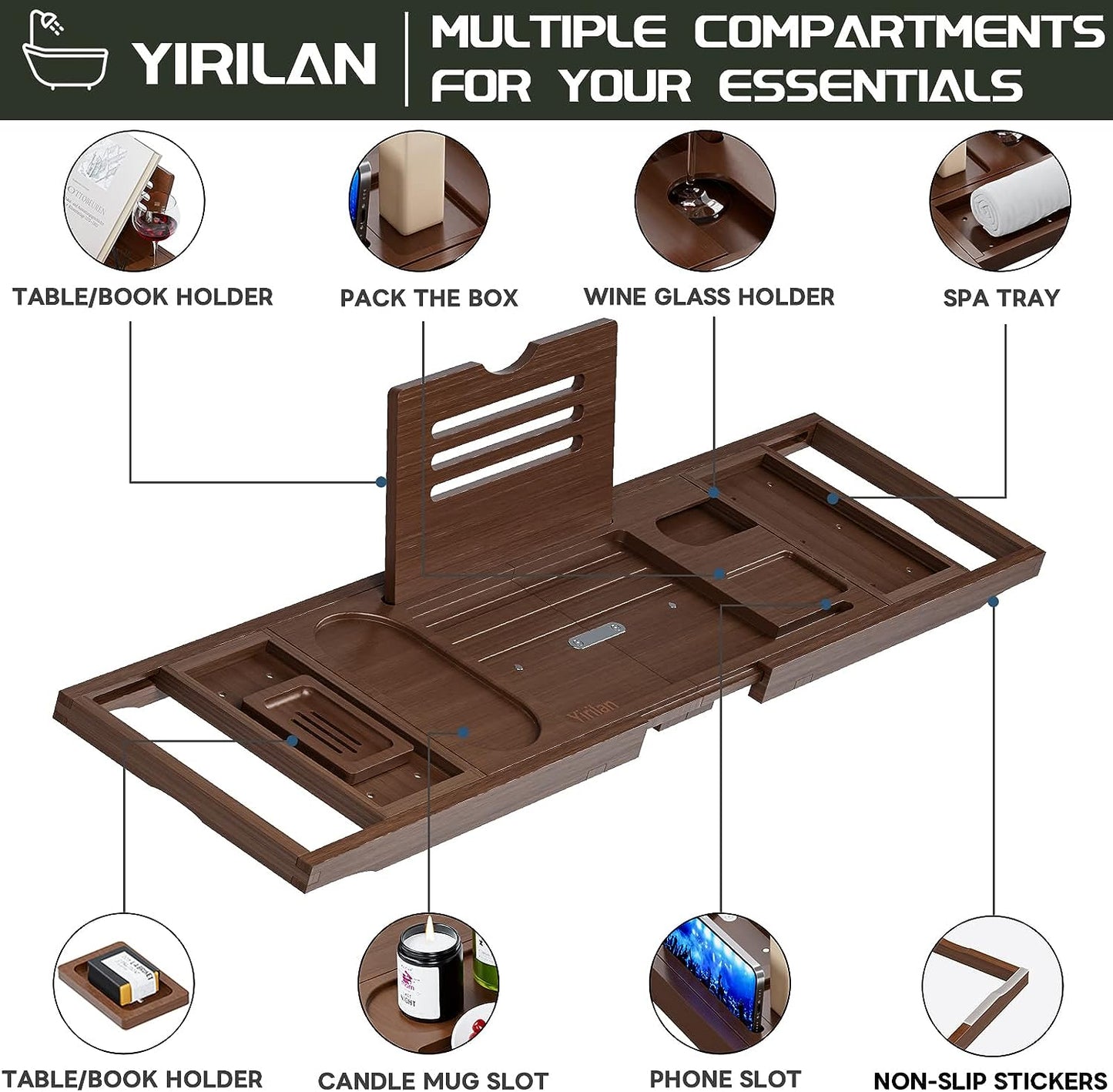 Expandable Bathtub Tray Caddy