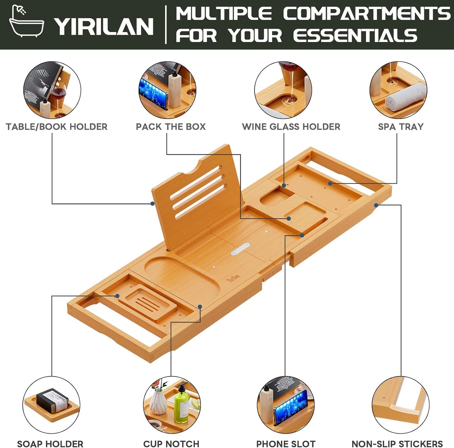 Expandable Bathtub Tray Caddy