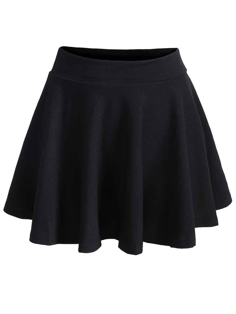 Plus Size Elastic Waist Solid Skirt