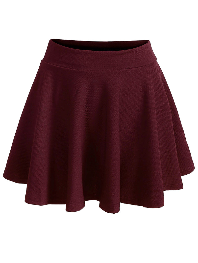 Plus Size Elastic Waist Solid Skirt