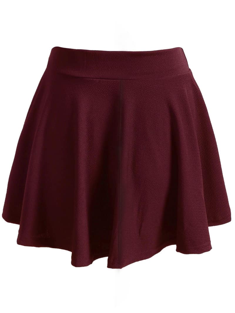 Plus Size Elastic Waist Solid Skirt