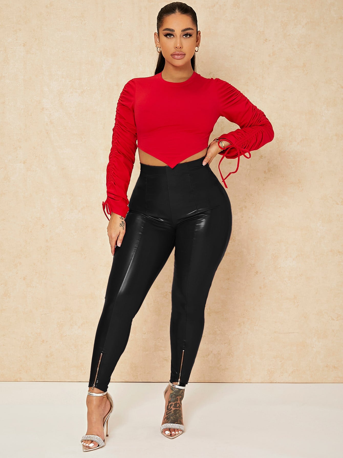 High Waist Leather Skinny Pants