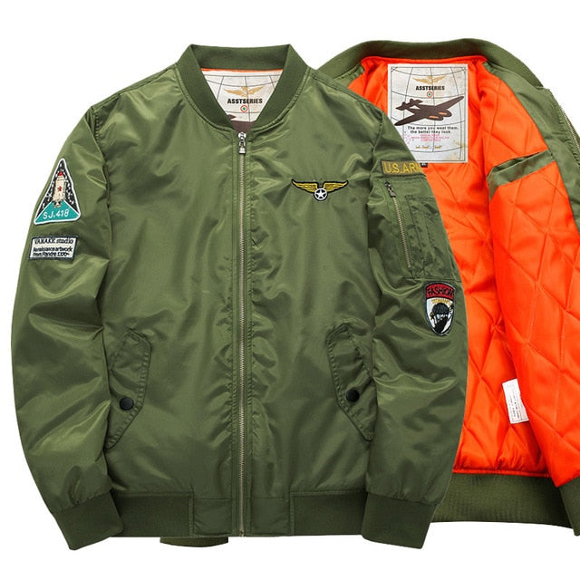 Thick and thin Army Green Ma-1 Aviator Bomber Jacket