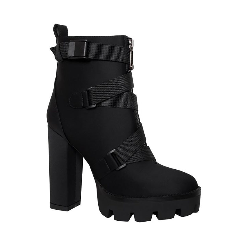 Thick Heel Strapped Booties